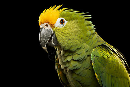 绿头黄冠的鹦鹉图片