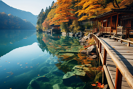 秋色山水背景图片