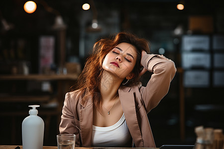 疲惫的年轻女性背景图片