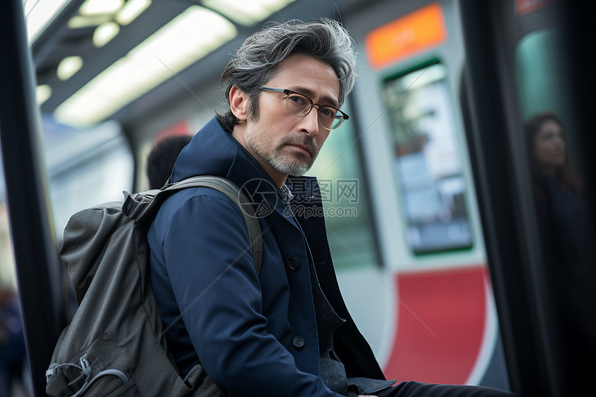 车站里的背包男人图片