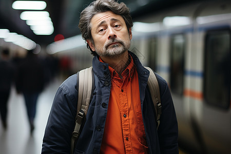 地铁站上的中年男子图片
