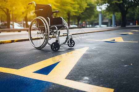 停在路边的残疾人轮椅图片