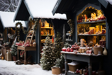 冬日里的圣诞店铺图片