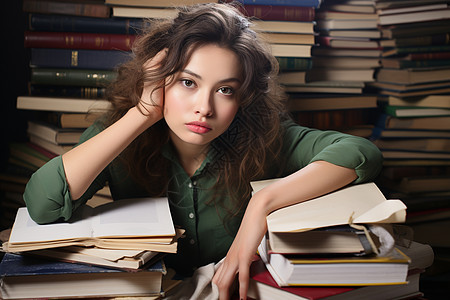 书海里的女大学生图片