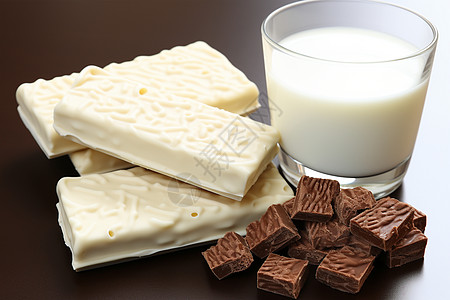 巧克力与一杯牛奶图片