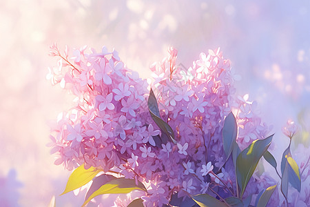 紫粉色丁香花束高清图片