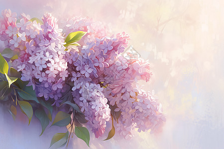 柔和细腻的紫丁香花束背景图片