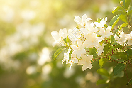 清新绿意的茉莉花花朵图片