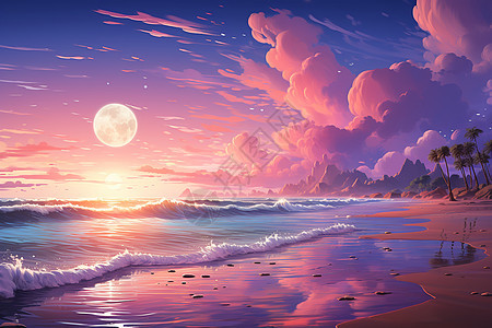 宁静的日落海洋景观图片