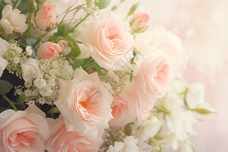 粉白色玫瑰花束背景图片