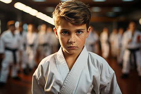 练习跆拳道的小男孩图片