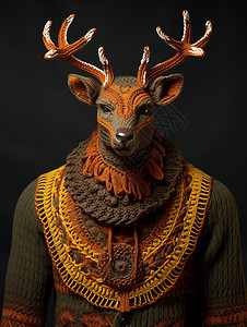 针织美丽的鹿玩偶图片