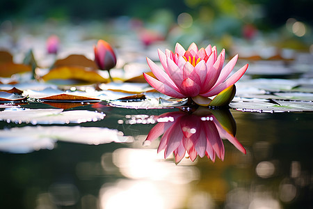 水中浮着的莲花图片