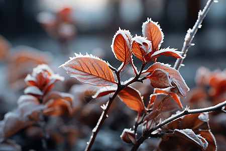 冬日枝叶的静谧画面图片