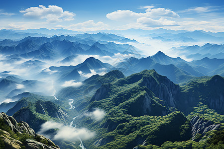 云海山峰山峰漂浮的云朵背景