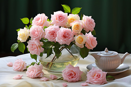 花瓶中的玫瑰图片