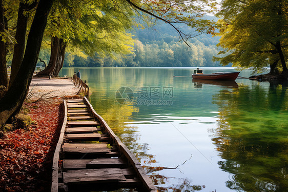 悠然湖畔风景图片