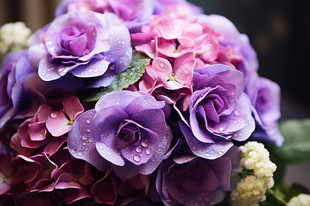 花束中的紫色花朵图片