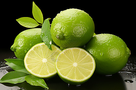 绿色的新鲜柠檬图片