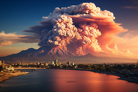 火山口喷发图片