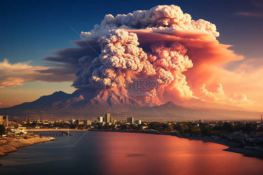 火山口喷发图片