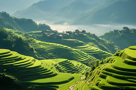 山村远望背景图片