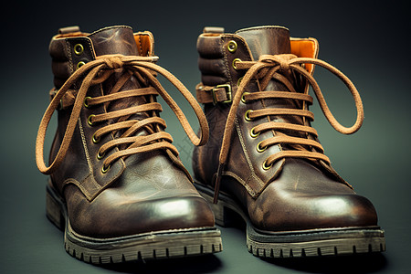 时尚手工精制的棕色靴子图片
