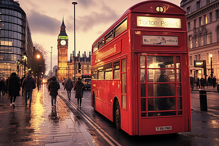 伦敦街头的公交车图片