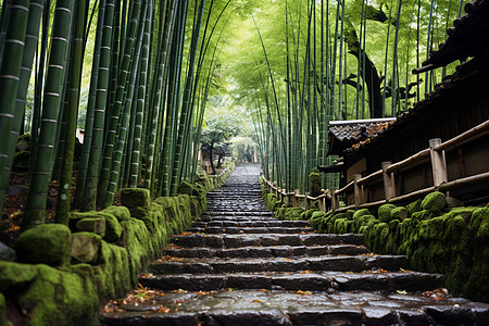 手绘山上山的小路背景