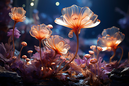 水底盛开的花朵图片