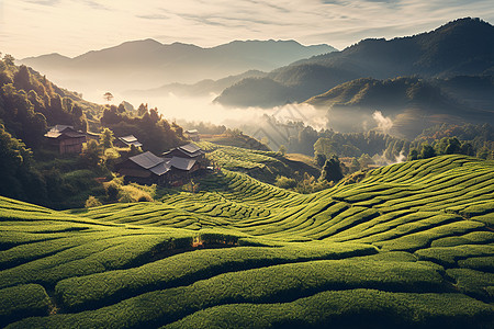 户外茶园里面的背景图片