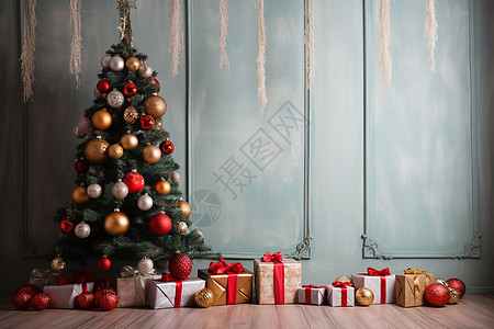 仪式感圣诞树装饰背景图片