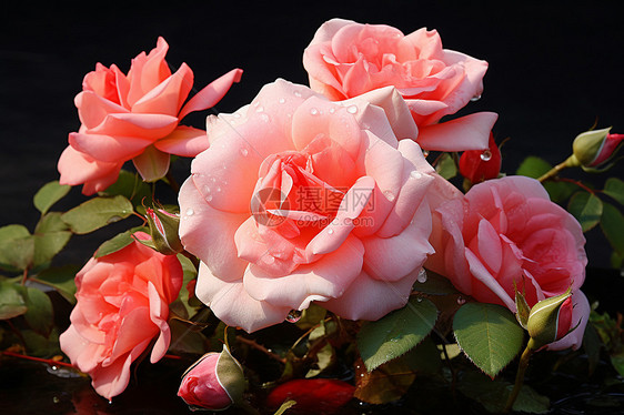 水珠点缀的粉色玫瑰图片