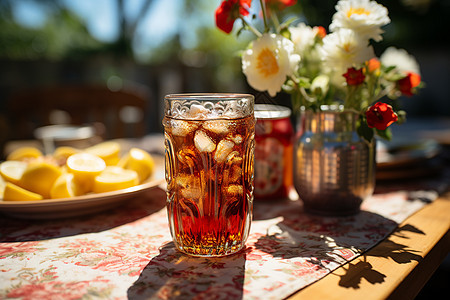 夏季冰凉解渴的柠檬红茶图片