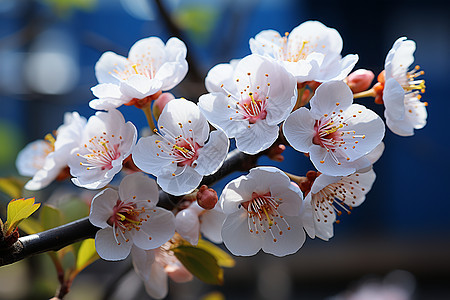 春季花园中绽放的美丽樱花花朵图片