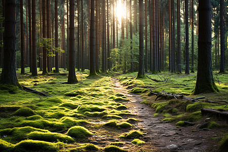 美丽的森林小路背景图片