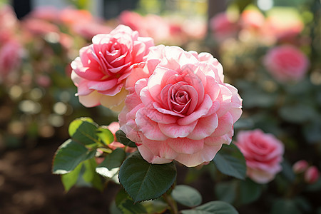 花园中的粉色玫瑰图片