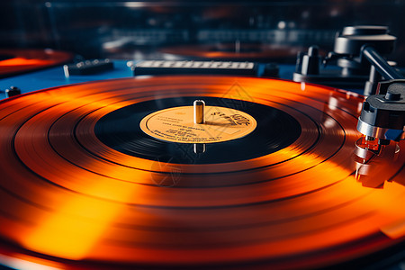 橙色的唱片机器图片