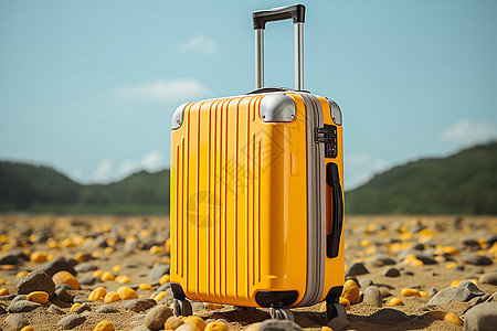 黄色的出行行李箱图片