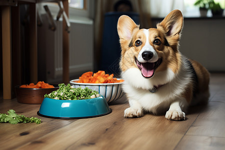 狗狗和食物图片