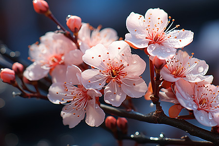 春季花园中绽放的美丽樱花背景图片
