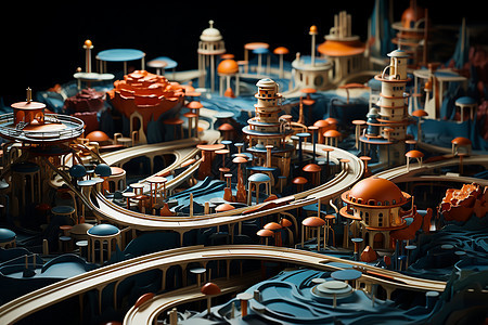 城市高速公路模型背景图片