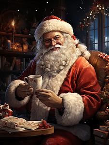 小屋里的圣诞老人图片