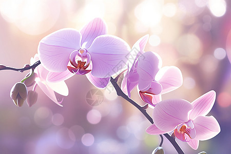 夏季花园中绽放的蝴蝶兰花朵图片