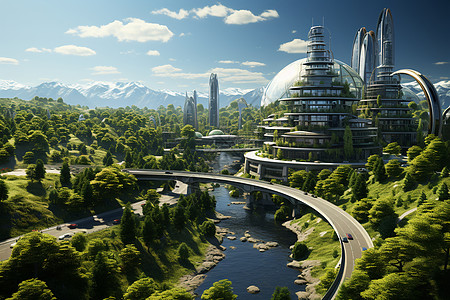 未来城市中的高架桥背景图片