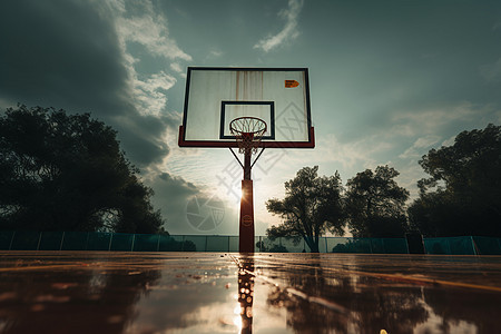 社区篮球场雨后的篮球场背景