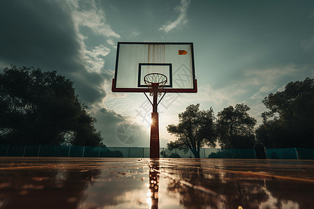 雨后的篮球场图片