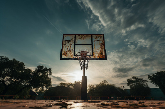 破旧的篮球场图片