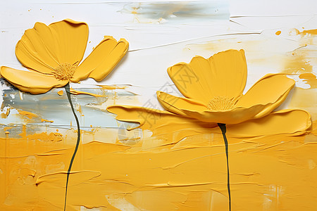 油漆创意黄色的小花插画