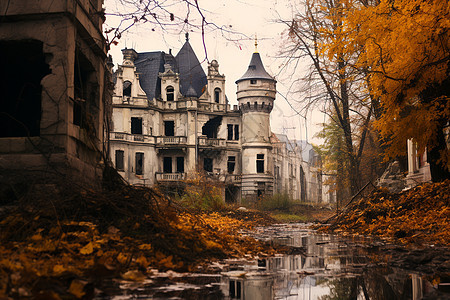 废弃的城堡背景图片
